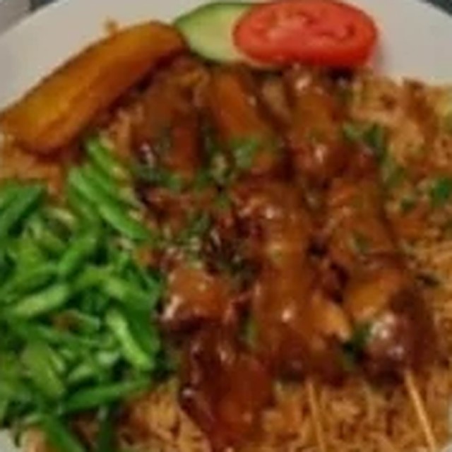 Fried Rice with Chicken Skewers